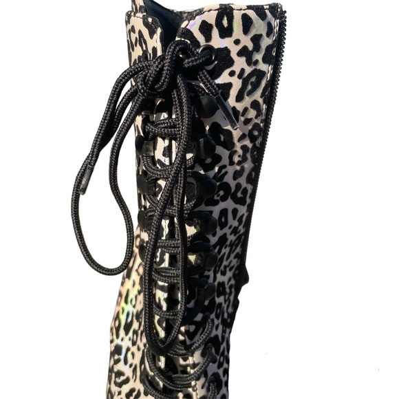 New Adore 1020LP Leopard Print Holo/Black Matte Lace Up Heels size 6 - Picture 4 of 6